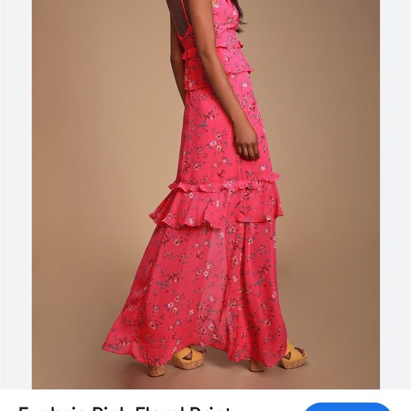 Lulus Sunshine Bouquet Fuchsia Pink Floral Print Ruffled Maxi Dress - Picture 5 of 9